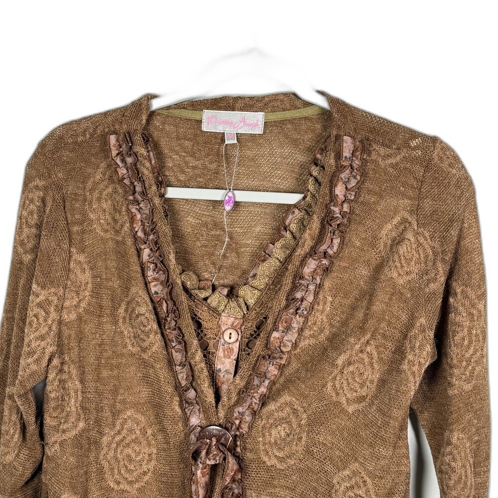 Pretty Angel Top Long Sleeve Fairy Romantic Lagenlook Lace Size M - Picture 2 of 8